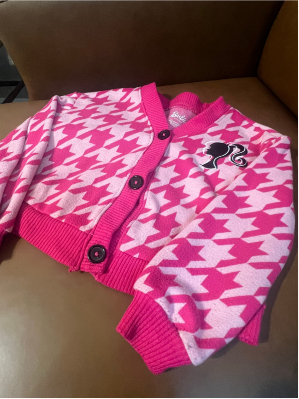 Girls Barbie Cardigan Sweater 3T Pink Light Pink